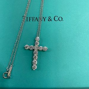 Tiffany & Co. Platinum 1.87 Carat Diamond Cross Necklace Largest Size $11,900